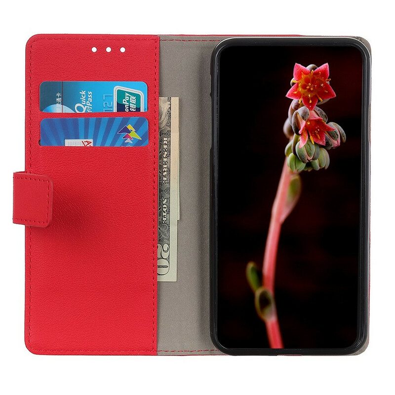 Flip Case Für Xiaomi Redmi 9T Einfacher Glänzender Ledereffekt