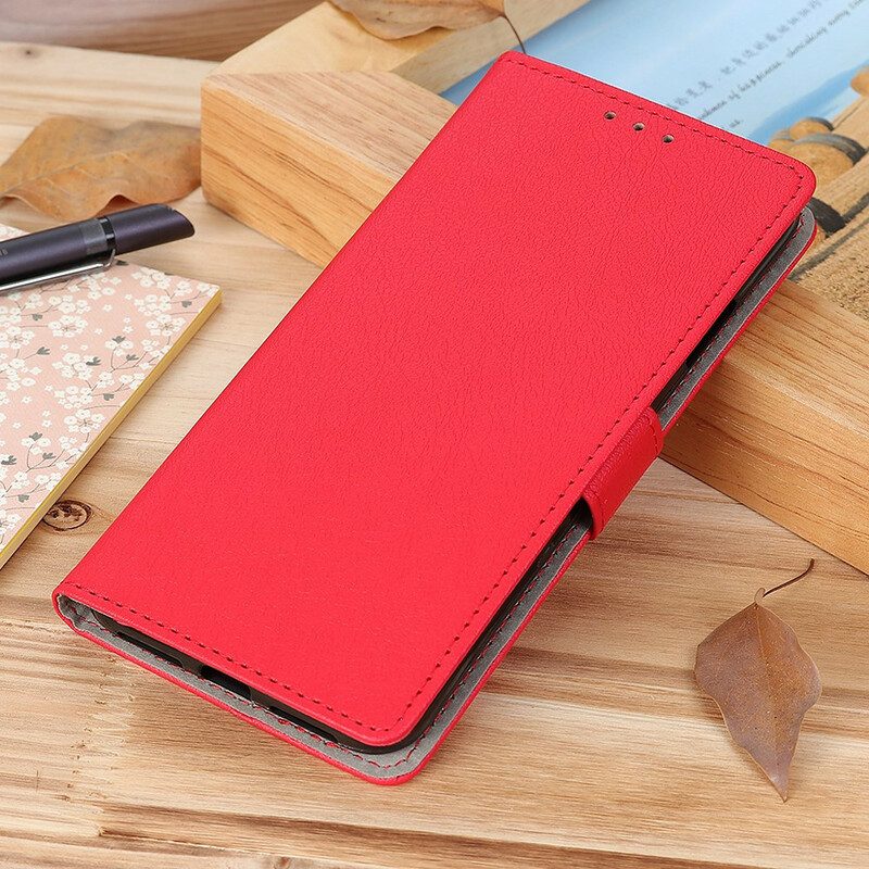 Flip Case Für Xiaomi Redmi 9T Einfacher Glänzender Ledereffekt