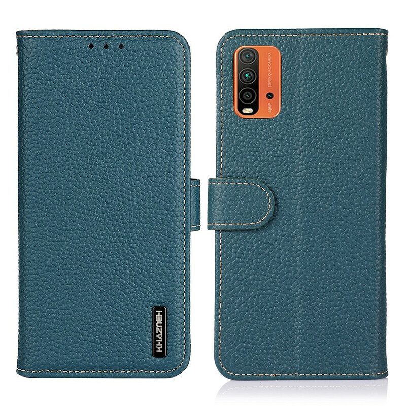 Flip Case Für Xiaomi Redmi 9T Khazneh Litschi-leder