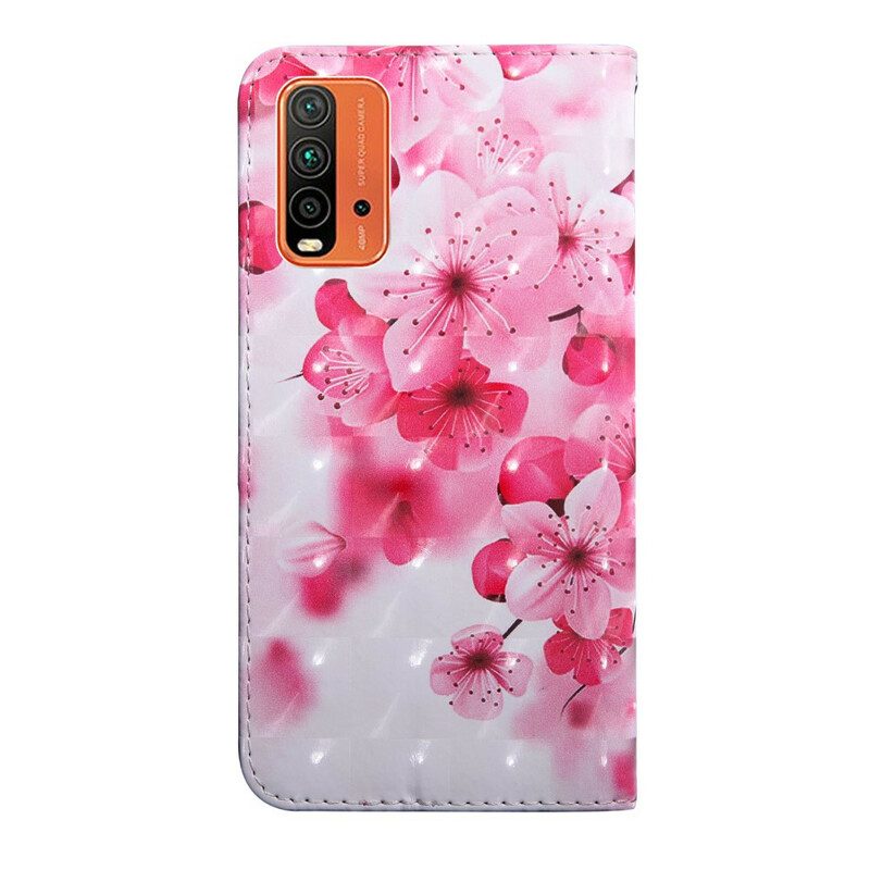 Flip Case Für Xiaomi Redmi 9T Pinke Blumen