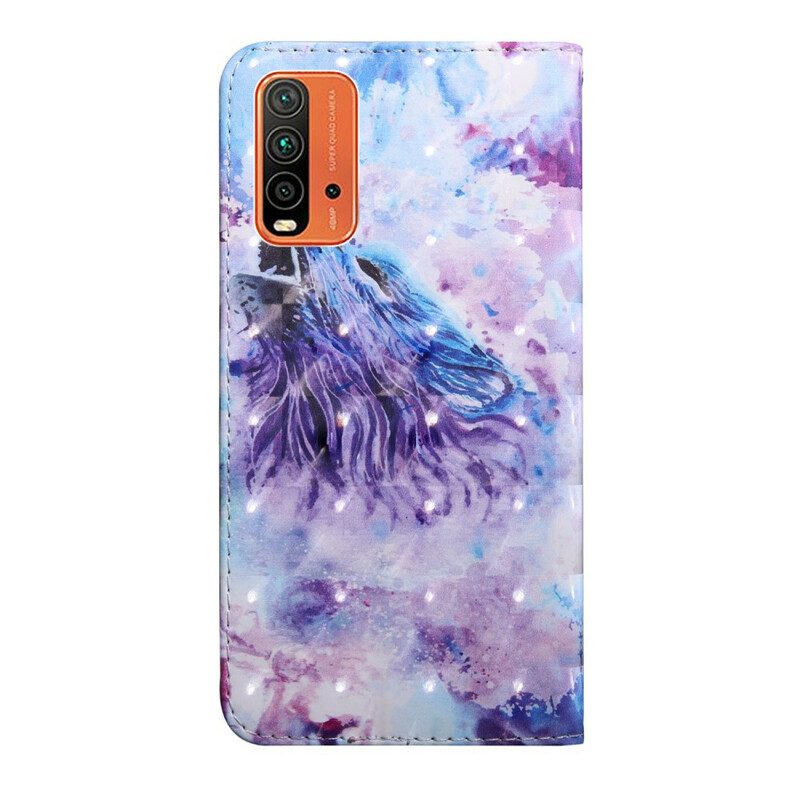 Lederhüllen Für Xiaomi Redmi 9T Aquarell-wolf