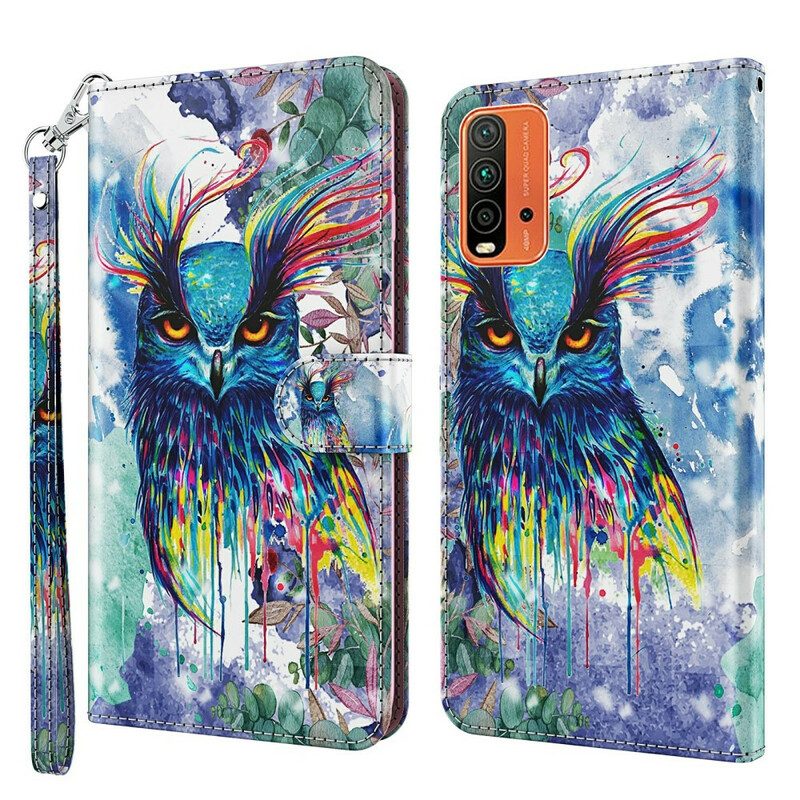 Lederhüllen Für Xiaomi Redmi 9T Aquarellvogel