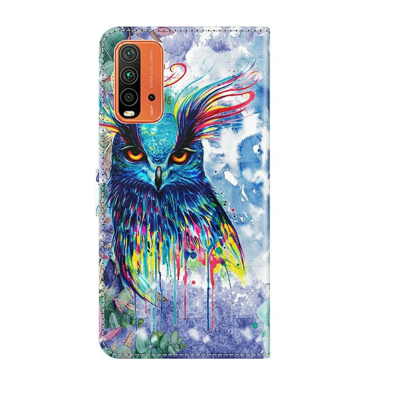 Lederhüllen Für Xiaomi Redmi 9T Aquarellvogel