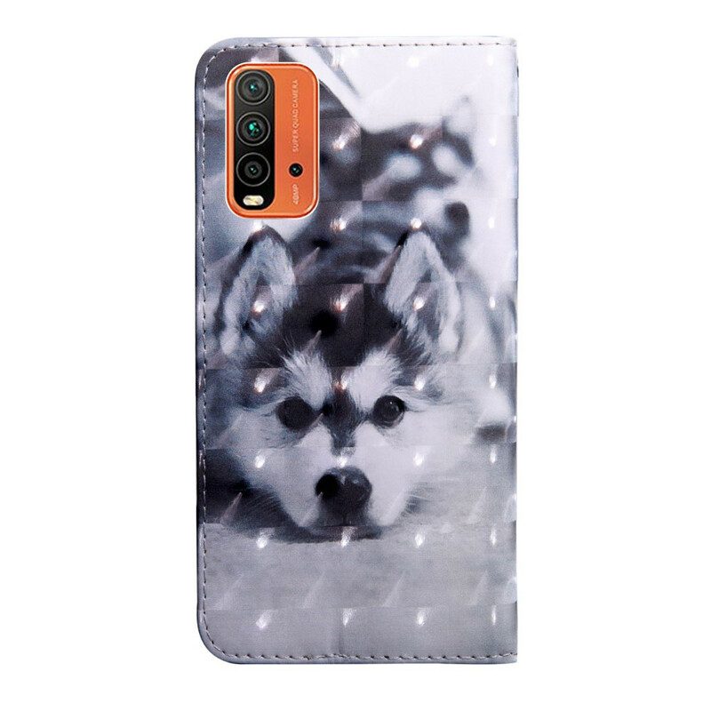 Lederhüllen Für Xiaomi Redmi 9T Schwarz-weißer Hund