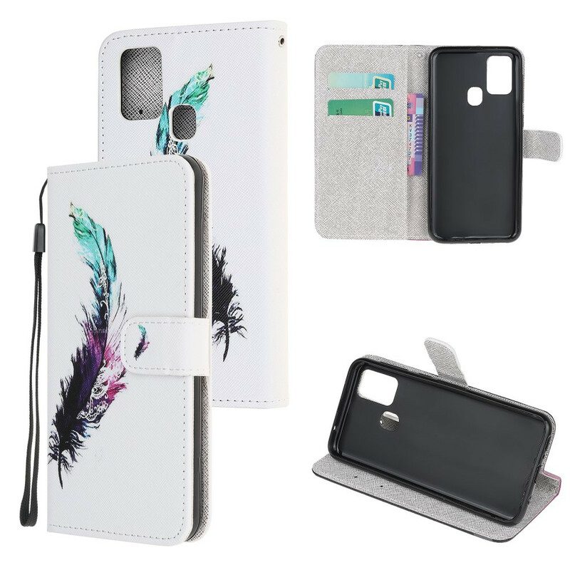 Flip Case Für OnePlus Nord N10 Mit Kordel Feder Mit Lanyard