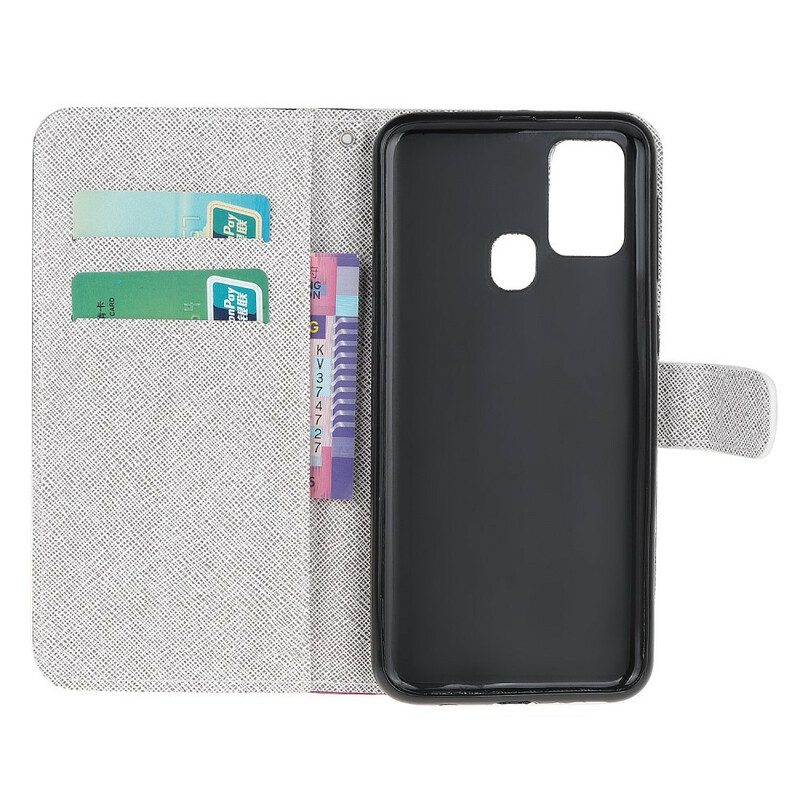 Flip Case Für OnePlus Nord N10 Mit Kordel Feder Mit Lanyard