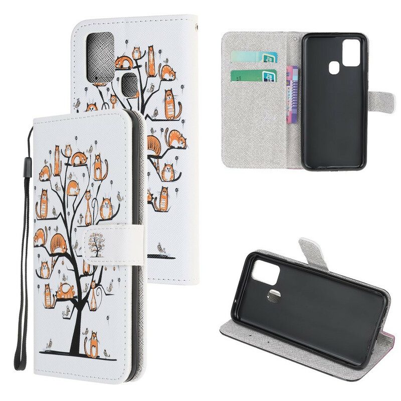 Flip Case Für OnePlus Nord N10 Mit Kordel Feder Mit Lanyard