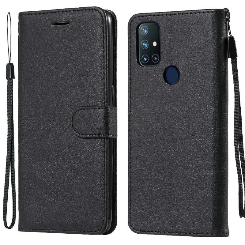 Flip Case Für OnePlus Nord N10 Mit Kordel Riemchenledereffekt