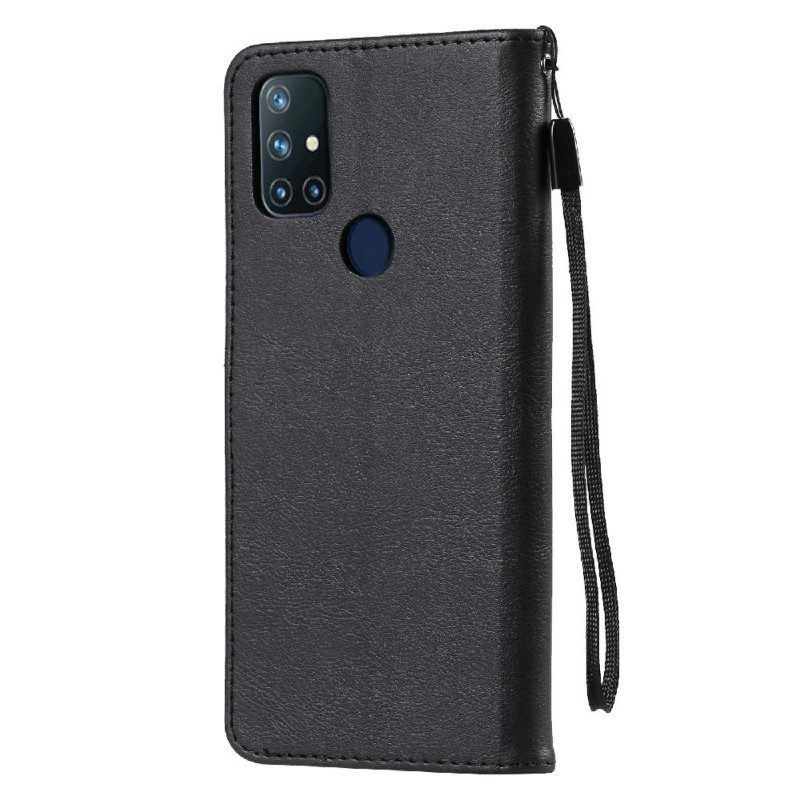 Flip Case Für OnePlus Nord N10 Mit Kordel Riemchenledereffekt