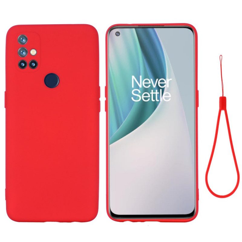 Handyhülle Für OnePlus Nord N10 Flüssiges Silikon Mit Lanyard