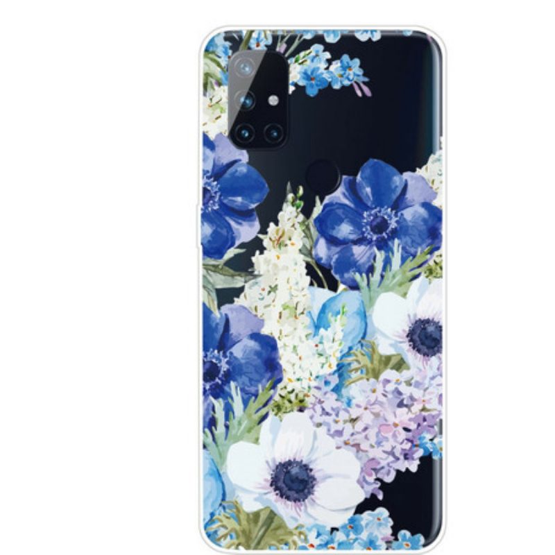 Handyhülle Für OnePlus Nord N10 Nahtlose Aquarellblaue Blumen