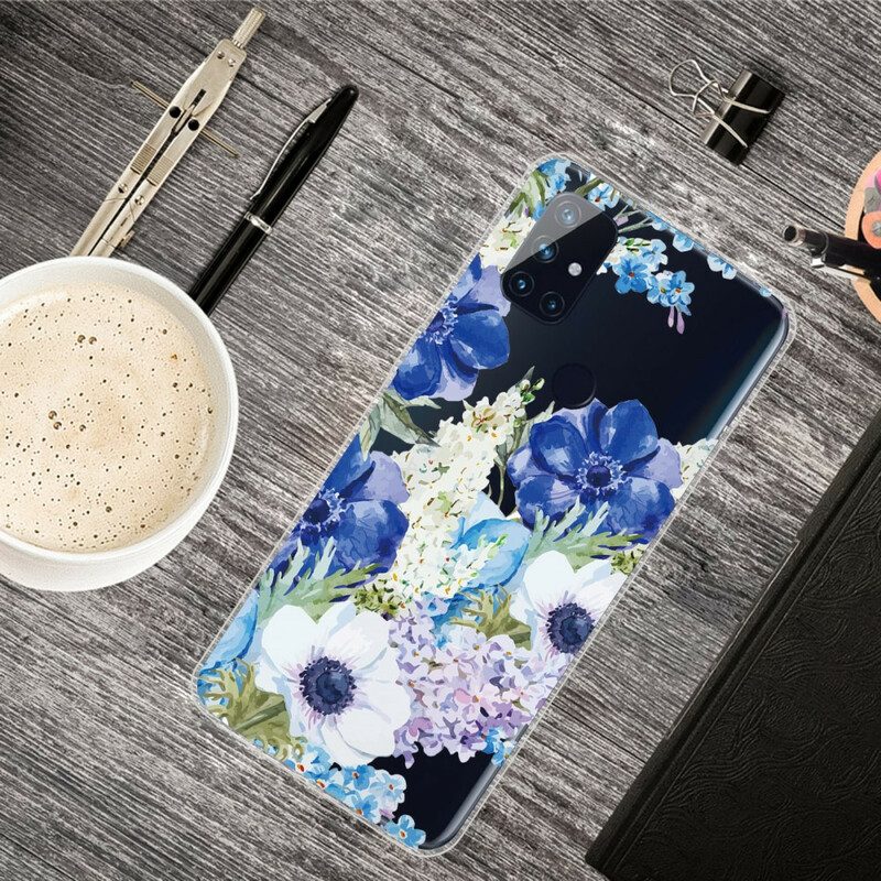 Handyhülle Für OnePlus Nord N10 Nahtlose Aquarellblaue Blumen