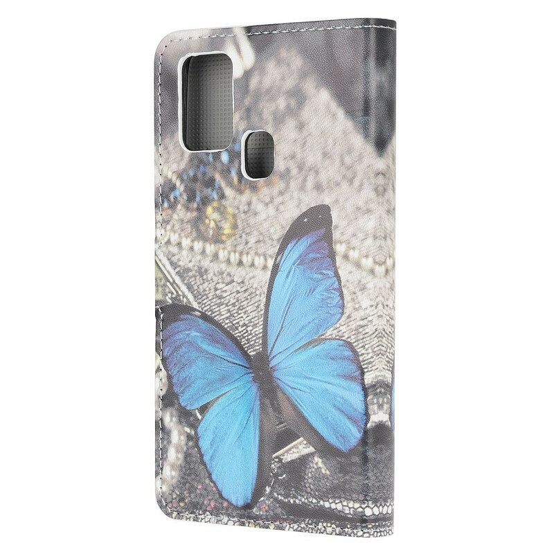 Lederhüllen Für OnePlus Nord N10 Blauer Schmetterling