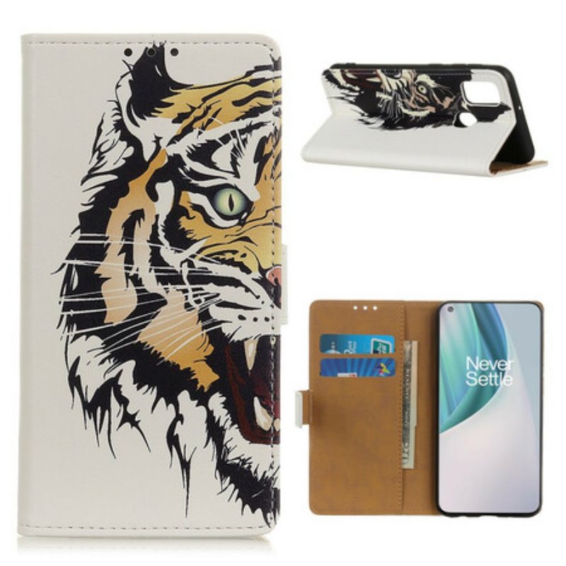 Lederhüllen Für OnePlus Nord N10 Wilder Tiger