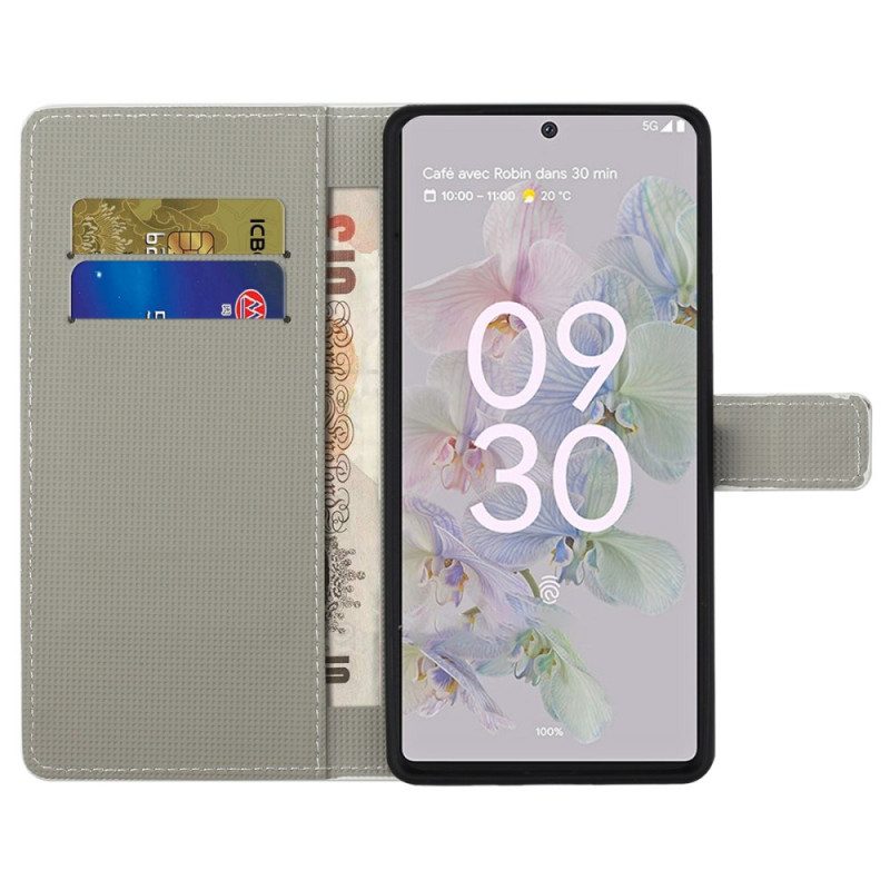 Flip Case Für Google Pixel 6A Tropische Blumen