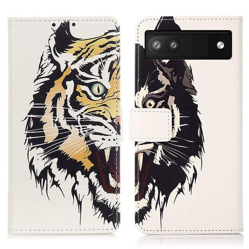 Flip Case Für Google Pixel 6A Wilder Tiger