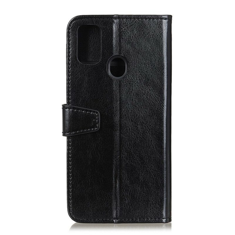 Flip Case Für OnePlus Nord N100 Einfacher Glänzender Ledereffekt