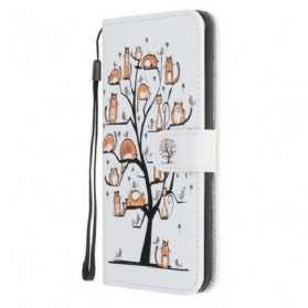 Flip Case Für OnePlus Nord N100 Mit Kordel Funky Cats Mit Riemen