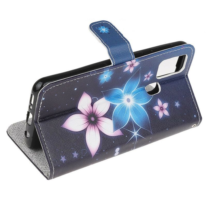 Flip Case Für OnePlus Nord N100 Mit Kordel Mondriemenblumen