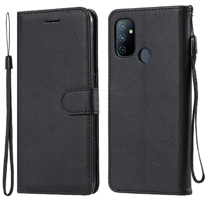 Flip Case Für OnePlus Nord N100 Mit Kordel Riemchenledereffekt