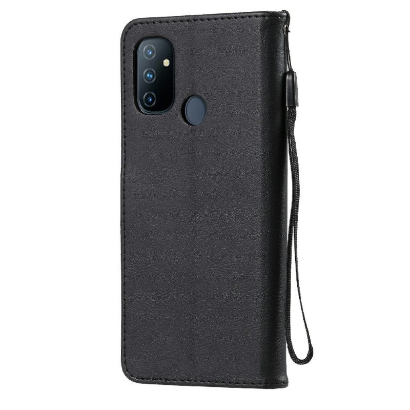 Flip Case Für OnePlus Nord N100 Mit Kordel Riemchenledereffekt