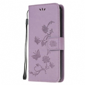 Flip Case Für OnePlus Nord N100 Mit Kordel Tanga-schmetterlinge Und Blumen