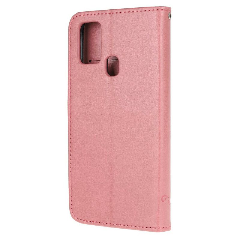 Flip Case Für OnePlus Nord N100 Mit Kordel Tanga-schmetterlinge Und Blumen