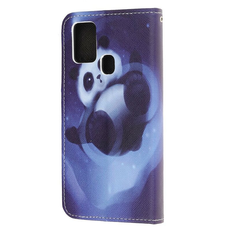 Lederhüllen Für OnePlus Nord N100 Mit Kordel Panda Space Mit Schlüsselband