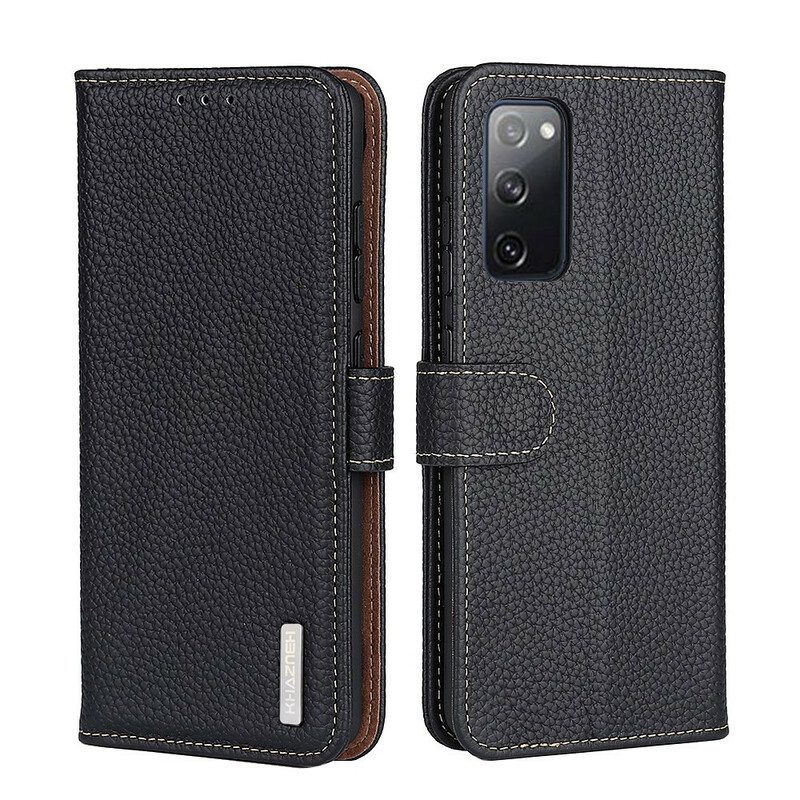 Flip Case Für Samsung Galaxy S20 FE Khazneh Litschi-leder