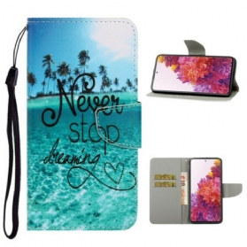 Flip Case Für Samsung Galaxy S20 FE Mit Kordel Never Stop Dreaming Navy Strappy