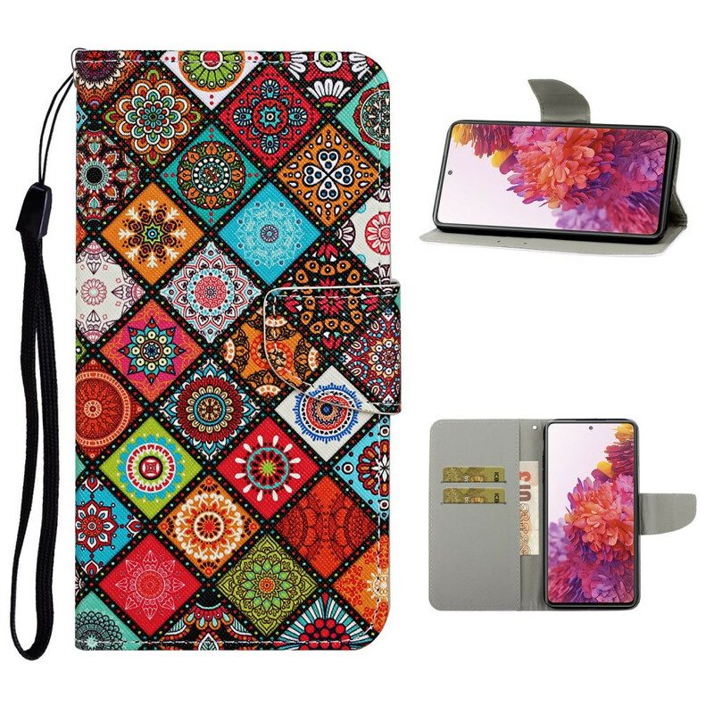 Flip Case Für Samsung Galaxy S20 FE Patchwork-mandalas Mit Schlüsselband