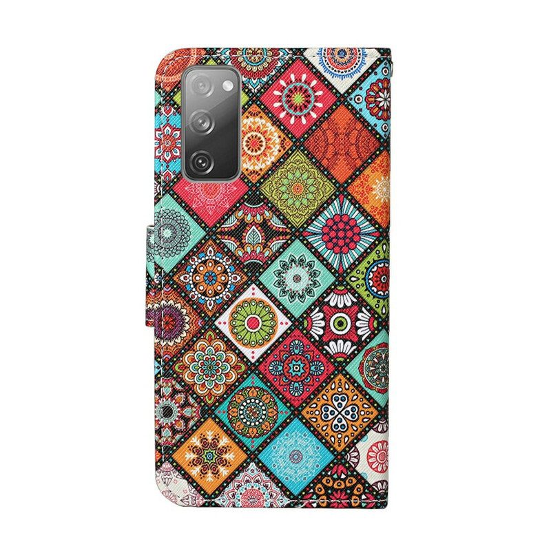 Flip Case Für Samsung Galaxy S20 FE Patchwork-mandalas Mit Schlüsselband