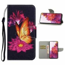 Flip Case Für Samsung Galaxy S20 FE Schmetterling Und Lotus