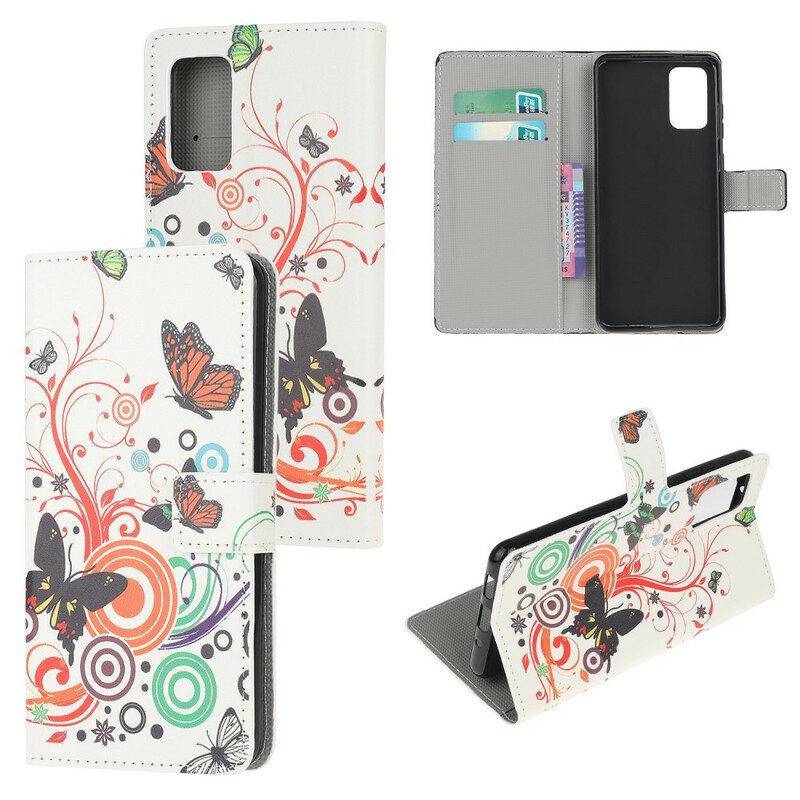 Flip Case Für Samsung Galaxy S20 FE Schmetterlinge Und Blumen