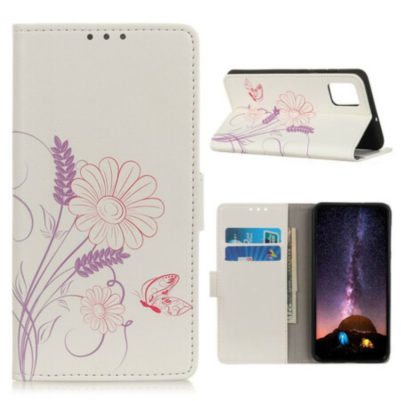 Flip Case Für Samsung Galaxy S20 FE Schmetterlinge Und Blumen Zeichnen