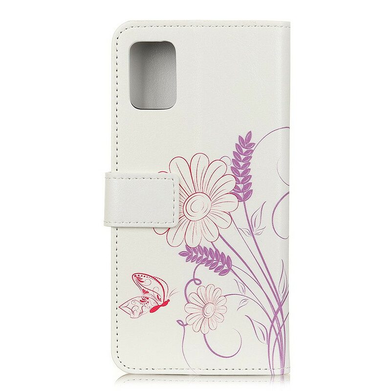 Flip Case Für Samsung Galaxy S20 FE Schmetterlinge Und Blumen Zeichnen