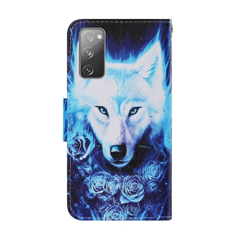 Flip Case Für Samsung Galaxy S20 FE Weißer Wolf