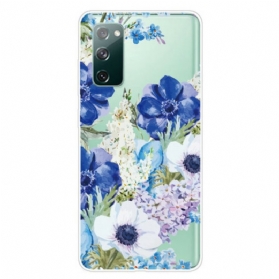 Handyhülle Für Samsung Galaxy S20 FE Nahtlose Aquarellblaue Blumen