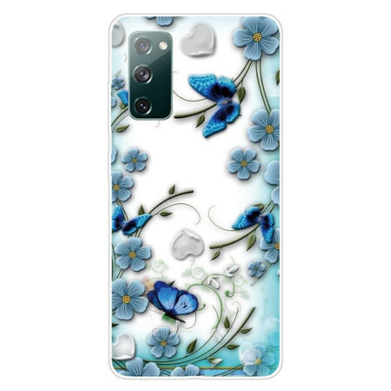 Hülle Für Samsung Galaxy S20 FE Nahtlose Retro-schmetterlinge Und Blumen