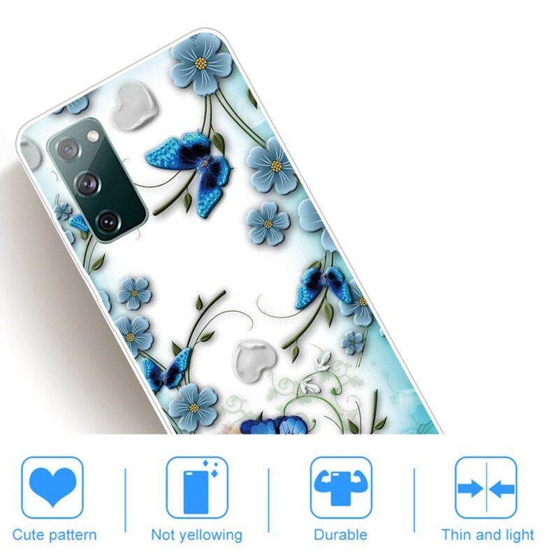 Hülle Für Samsung Galaxy S20 FE Nahtlose Retro-schmetterlinge Und Blumen