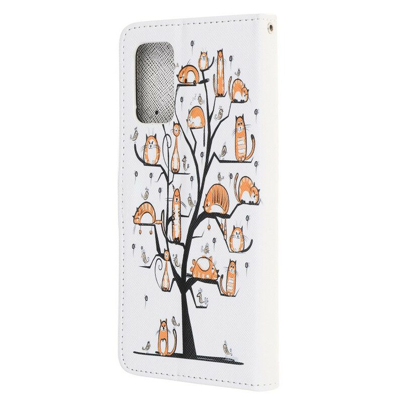 Lederhüllen Für Samsung Galaxy S20 FE Mit Kordel Funky Cats Mit Riemen