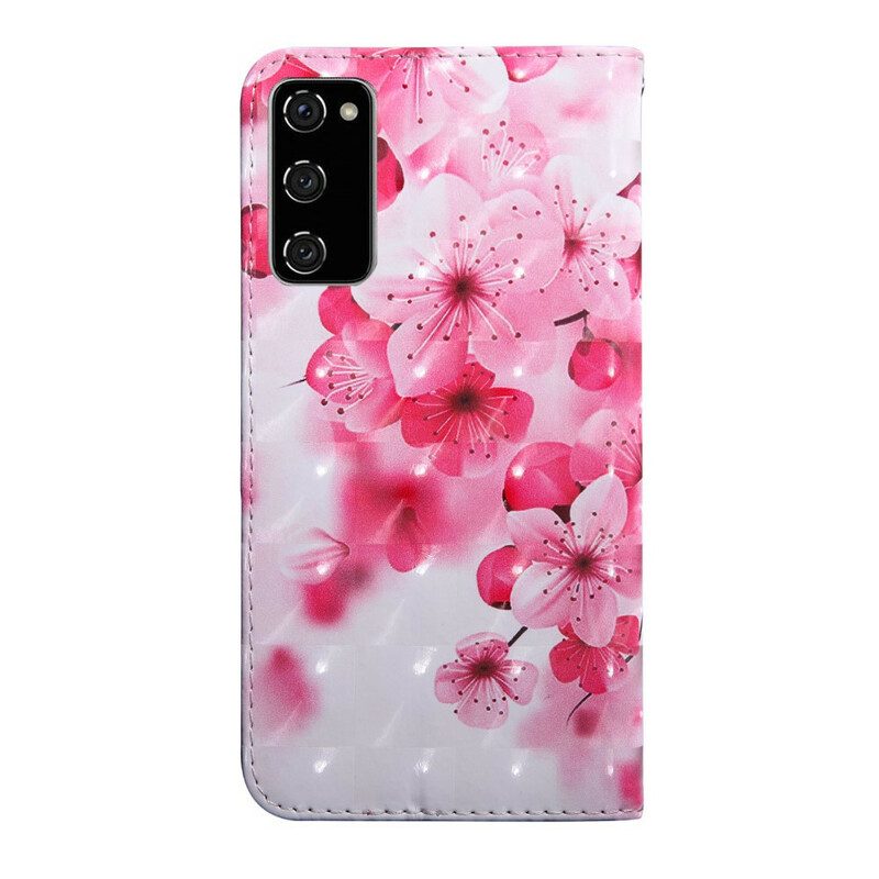 Lederhüllen Für Samsung Galaxy S20 FE Pinke Blumen