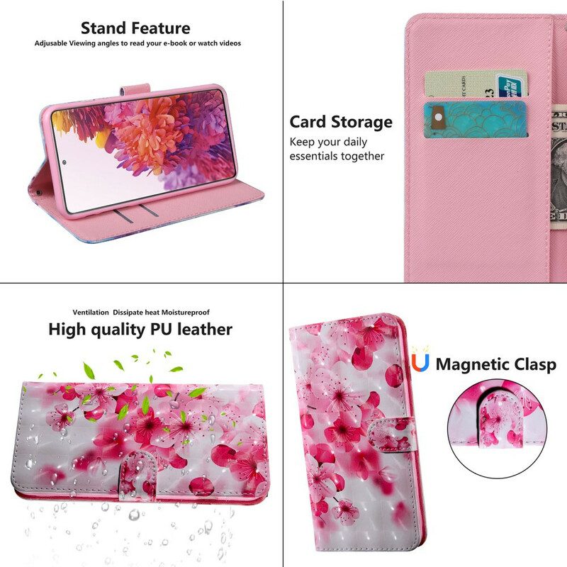 Lederhüllen Für Samsung Galaxy S20 FE Pinke Blumen