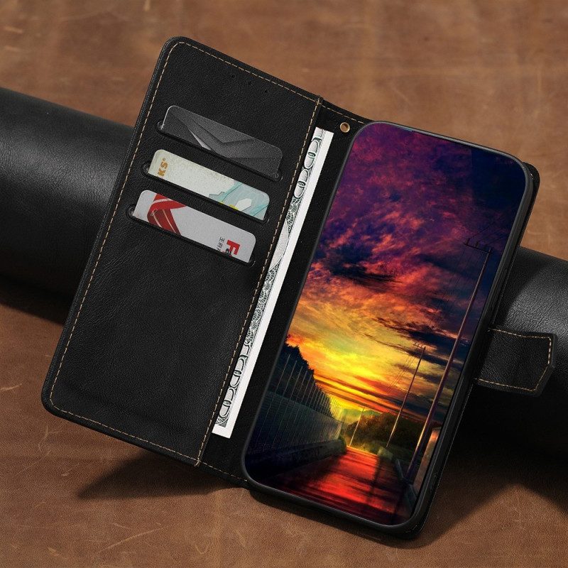 Flip Case Für Oppo Reno 8 Pro Gegerbtes Kunstleder