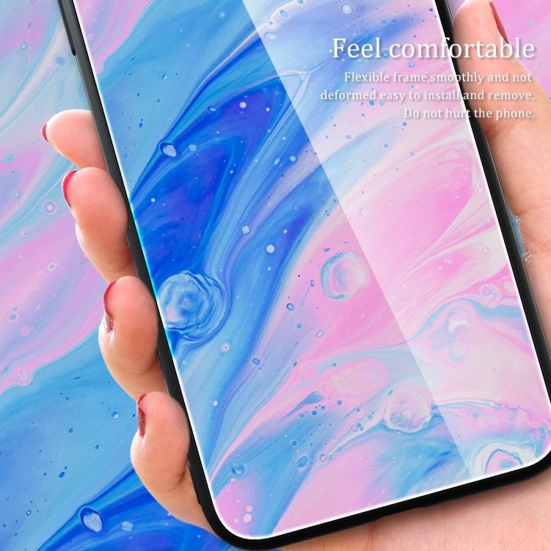 Hülle Für Oppo Reno 8 Pro Marmorfarben Gehärtetes Glas