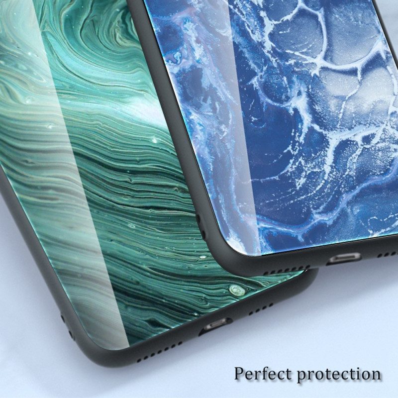 Hülle Für Oppo Reno 8 Pro Marmorfarben Gehärtetes Glas