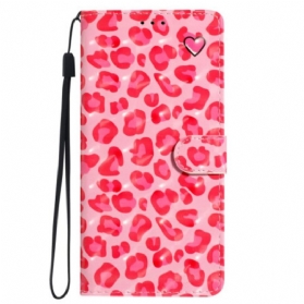 Lederhüllen Oppo A98 5g Handyhülle 3d-rosa-leopard Mit Riemen