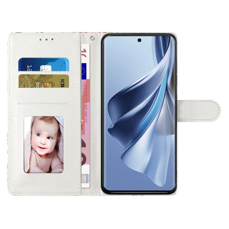 Lederhüllen Oppo A98 5g Handyhülle Blauer Marmor Mit Riemen