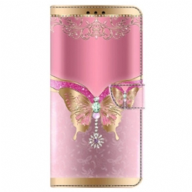 Lederhüllen Oppo A98 5g Handyhülle Rosa Und Goldener Schmetterling