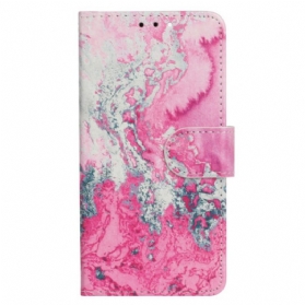 Lederhüllen Oppo A98 5g Handyhülle Rosa Und Silbernes Marmormuster